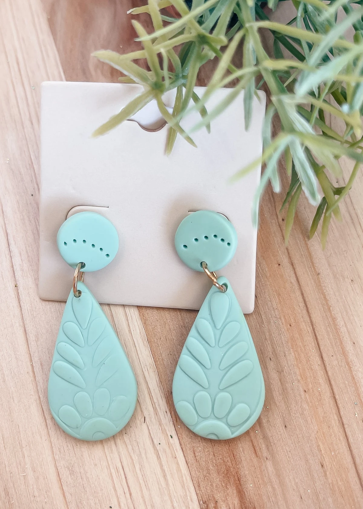 Floral Relief Teardrop Earrings