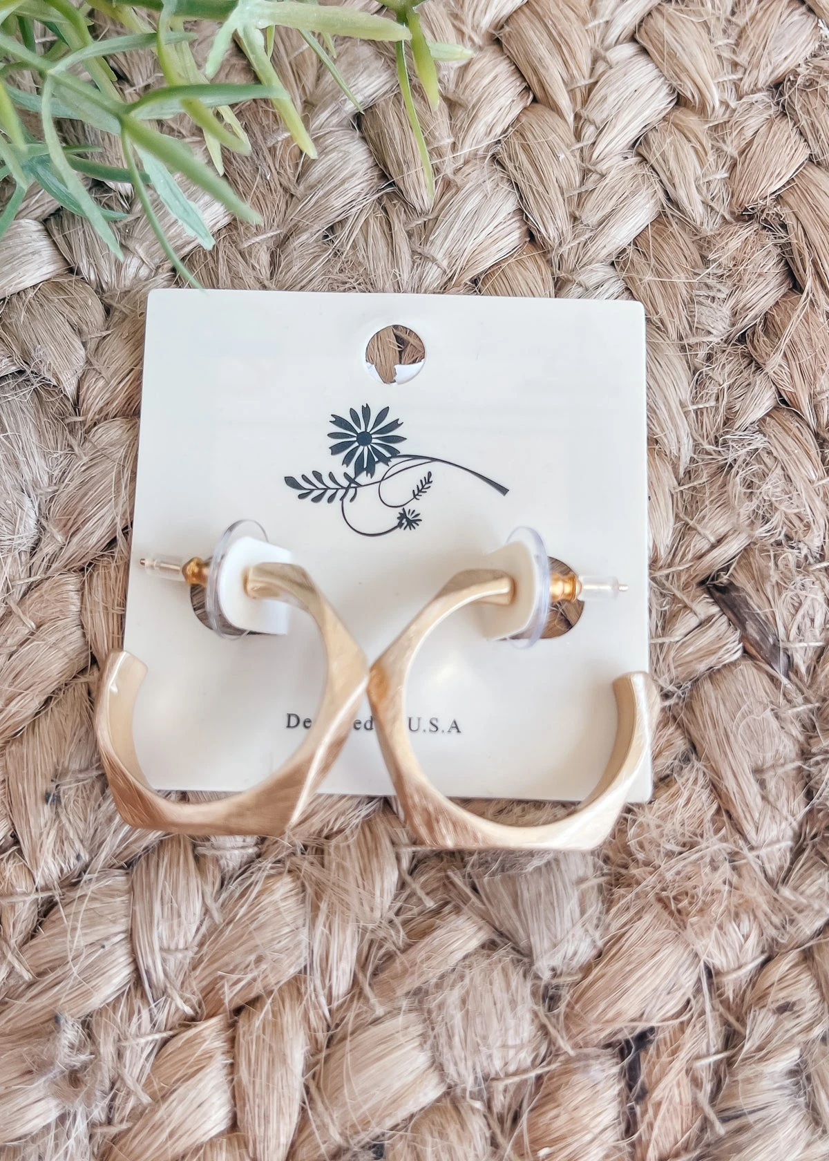 Brushed Geo Hoop Earrings
