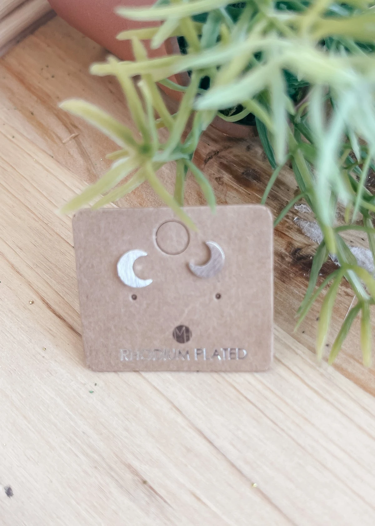 Mini Crescent Moon Silver Stud Earrings