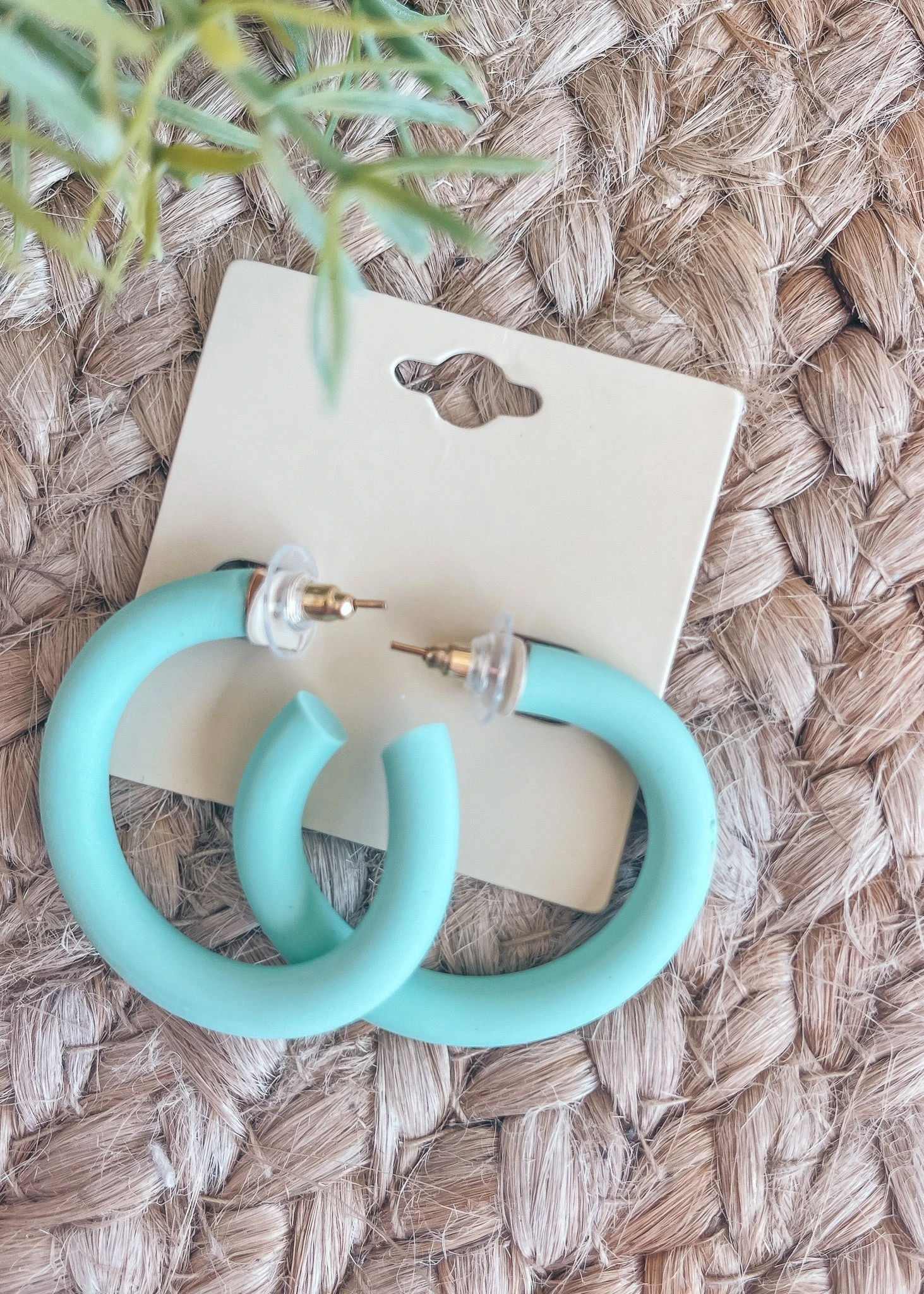 Colorful Polymer Clay Hoop Mint Earrings