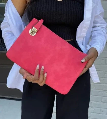 pink clutch handbag