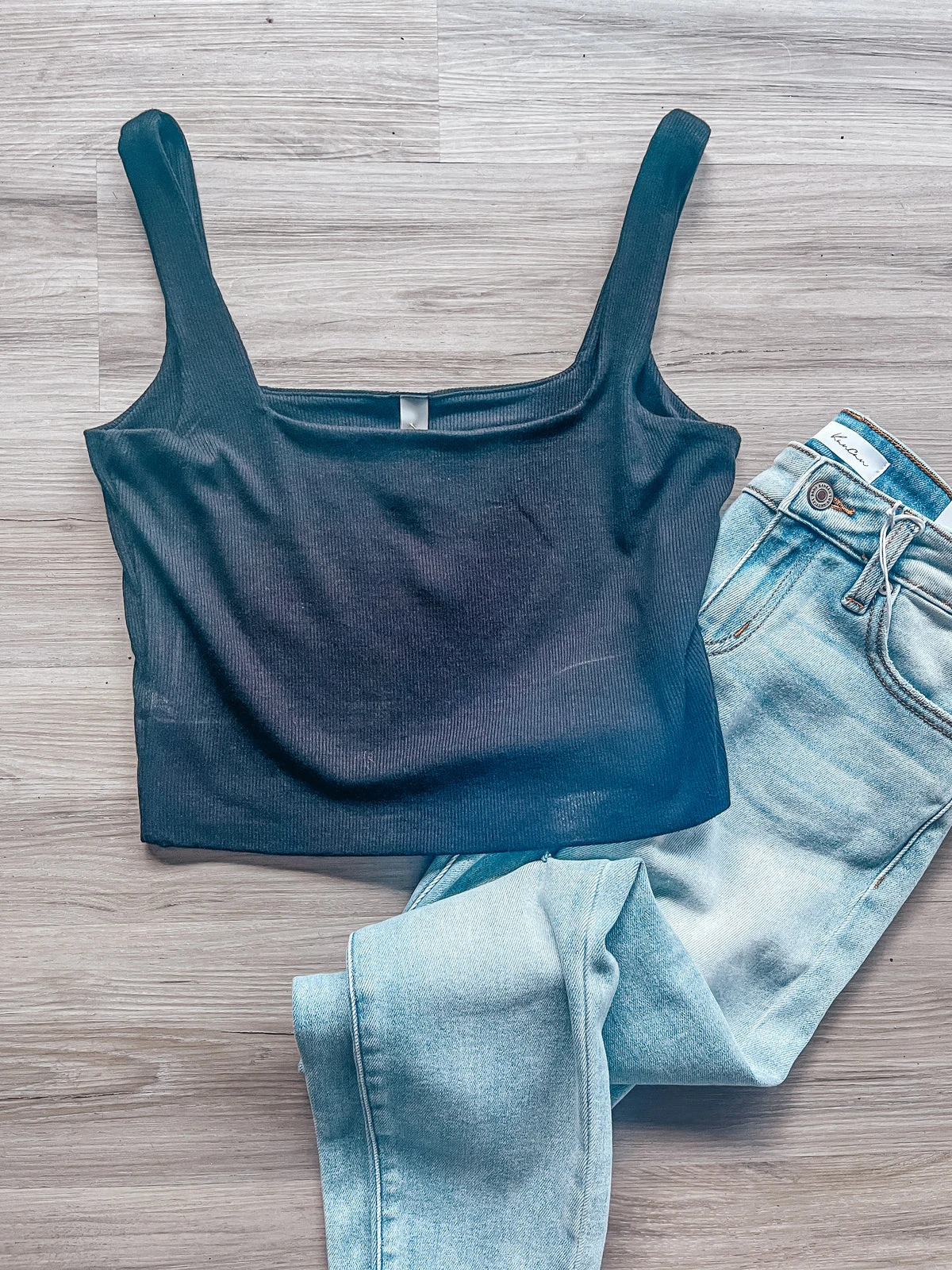 Lisa Double Lined Ribbed Square Neck Cropped Tank