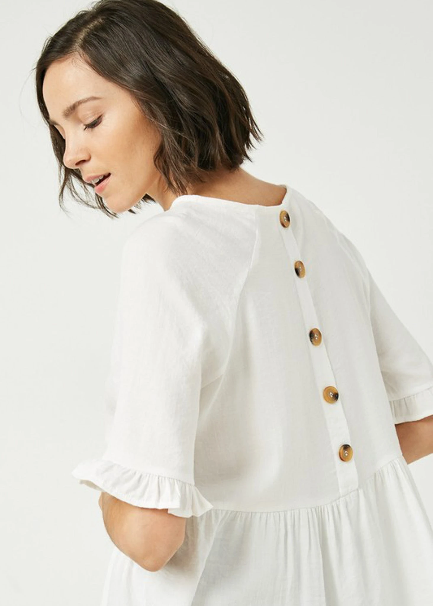 Isla Button Detail White Blouse