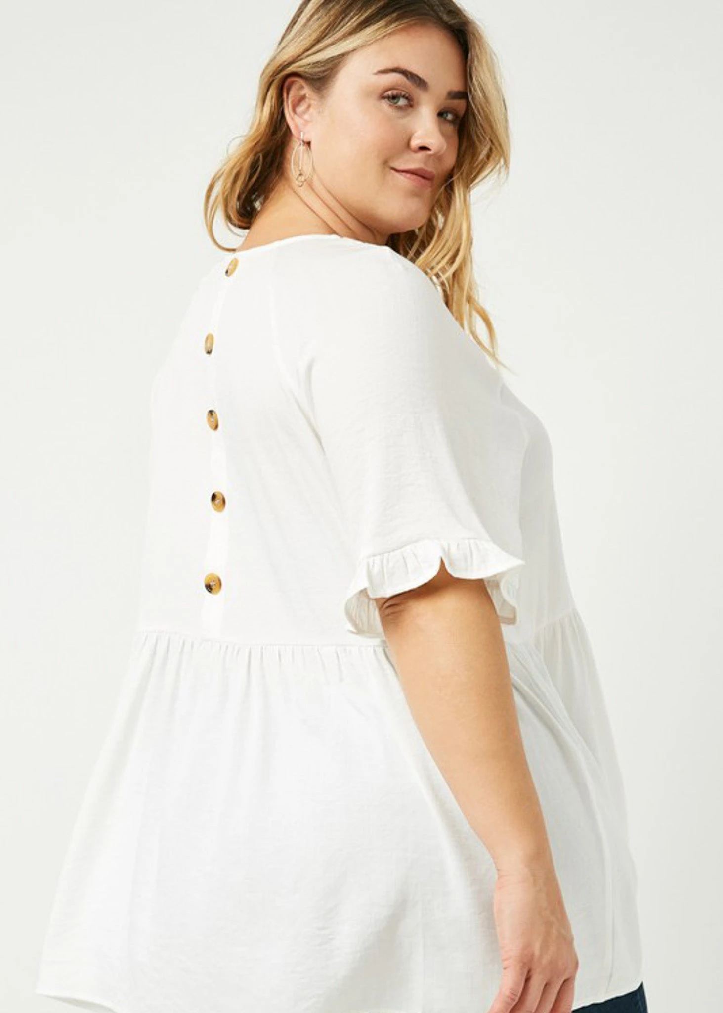 Isla Button Detail White Blouse