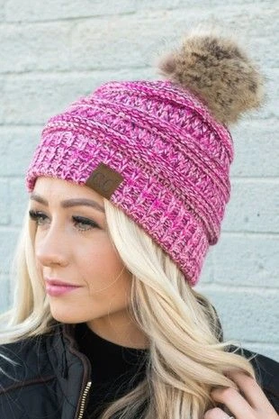 CC multicolor pom beanie