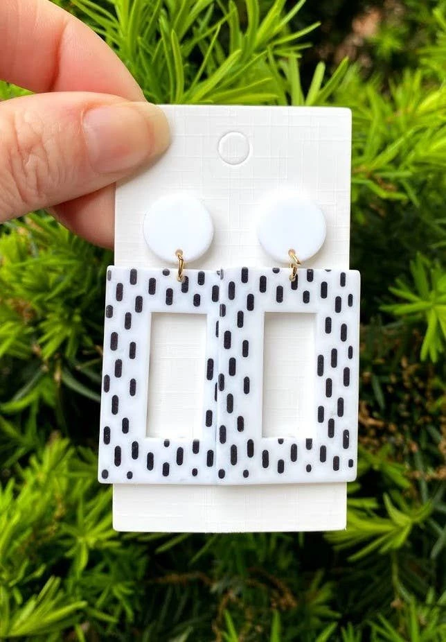 Dash Abstract Black & White Earrings