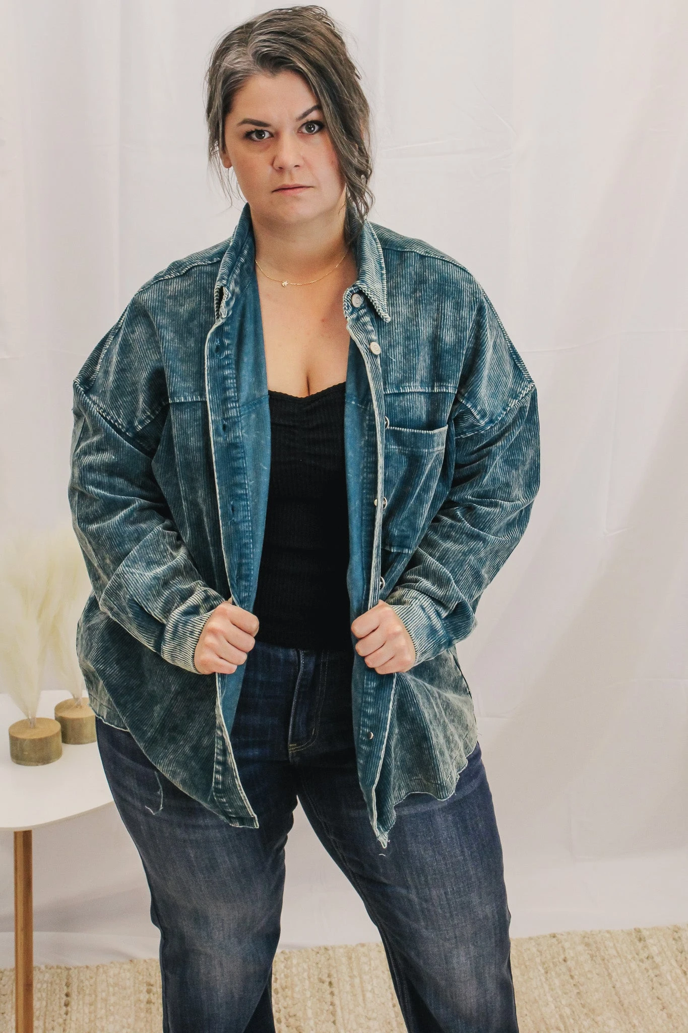 Teal Corduroy Shacket