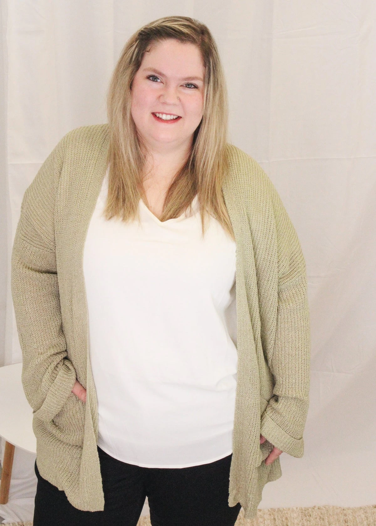 Lightweight Knit Olive Cardigan