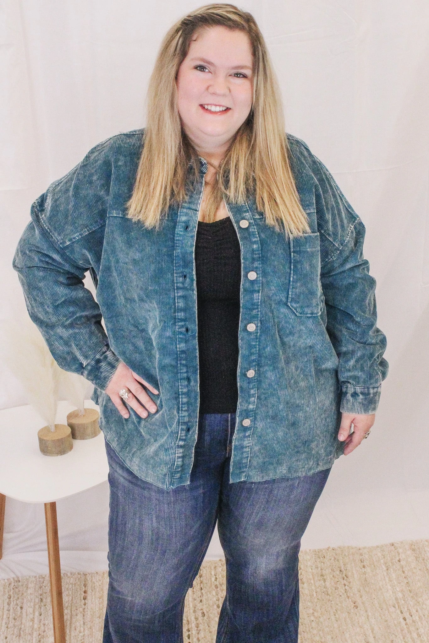 Teal Corduroy Shacket