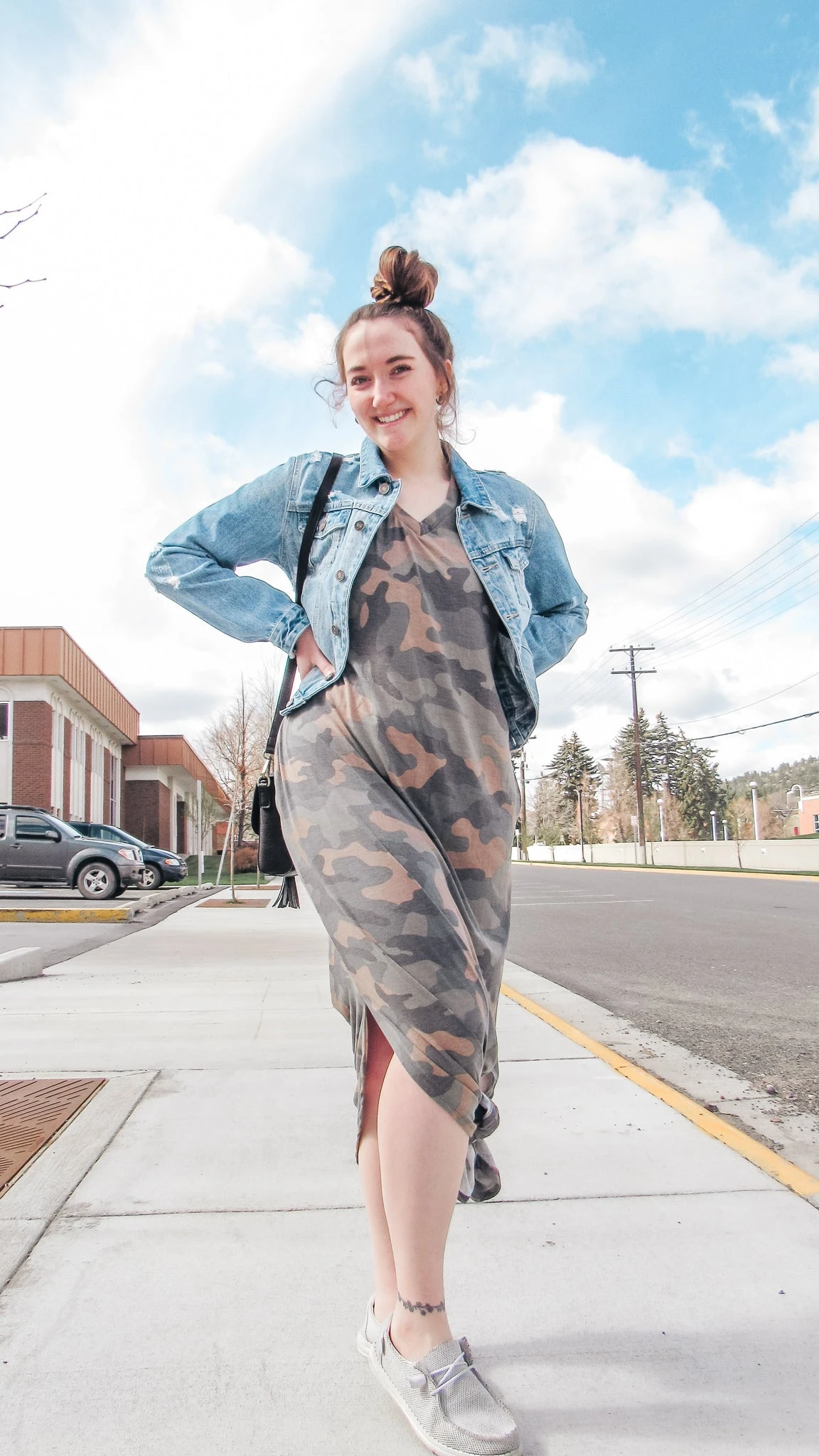 Green Camo Maxi T-Shirt Dress