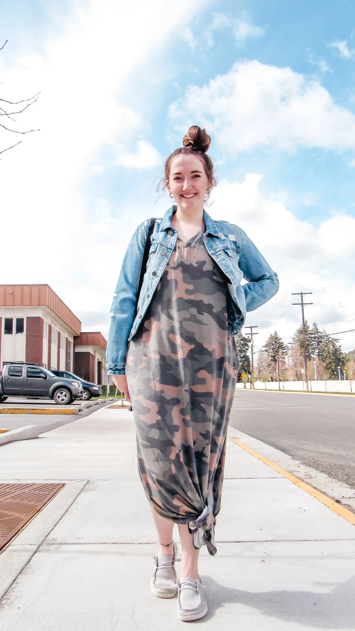 Green Camo Maxi T-Shirt Dress