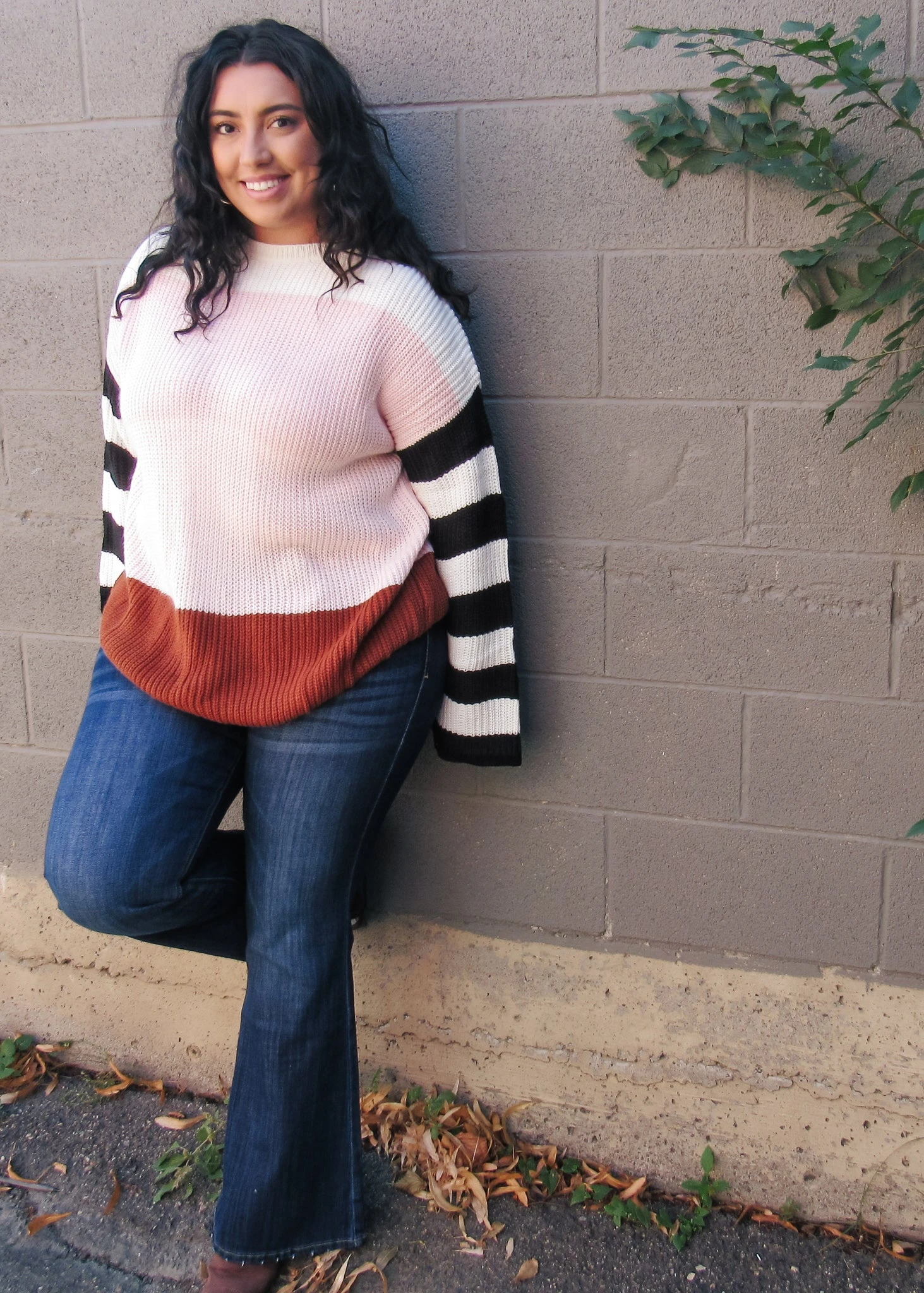 Oversized Color Block Sweater