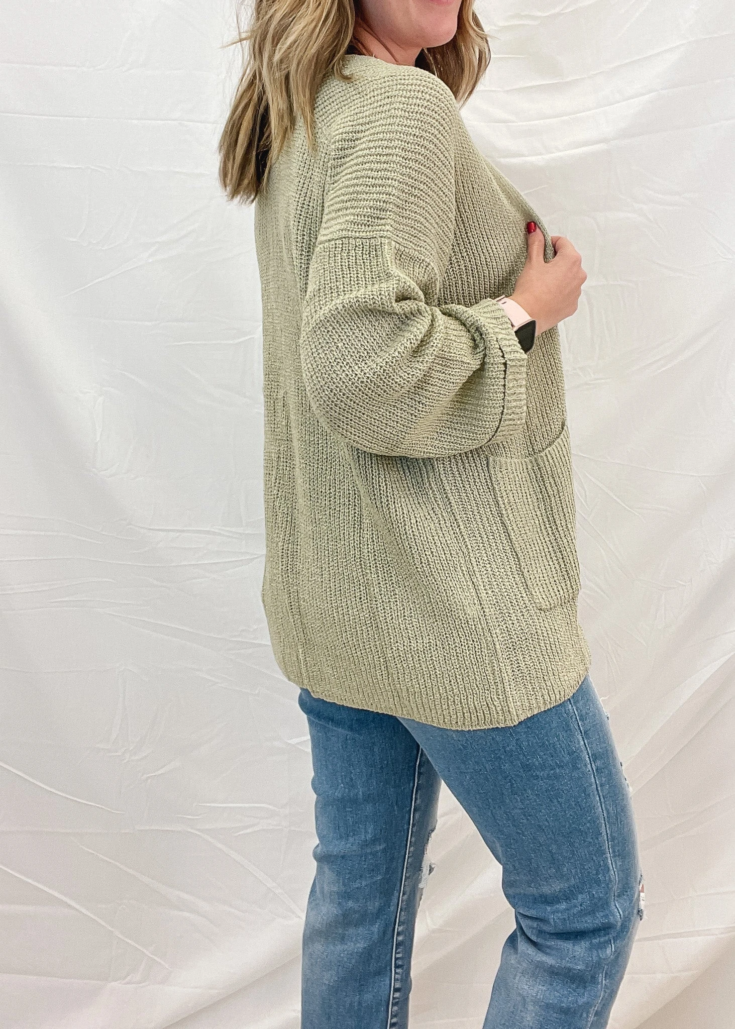 Lightweight Knit Olive Cardigan