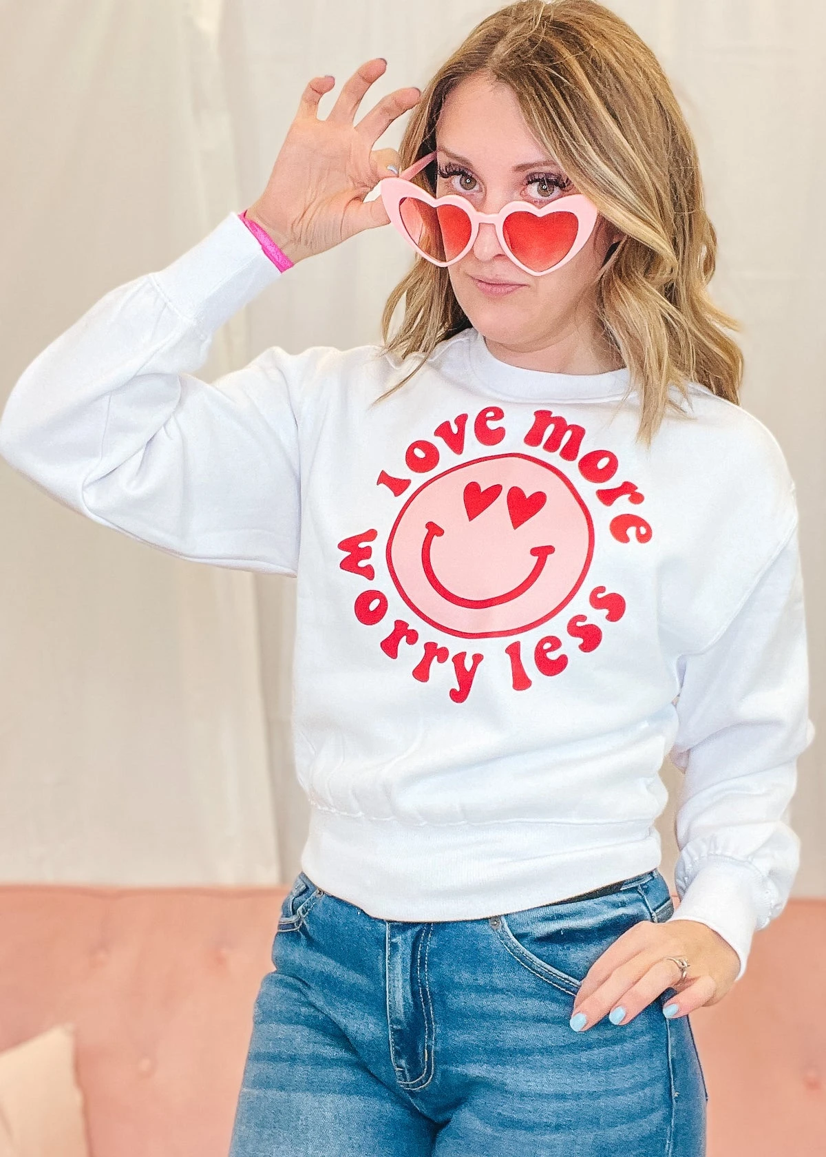 Love More Worry Less Crewneck Sweatshirt