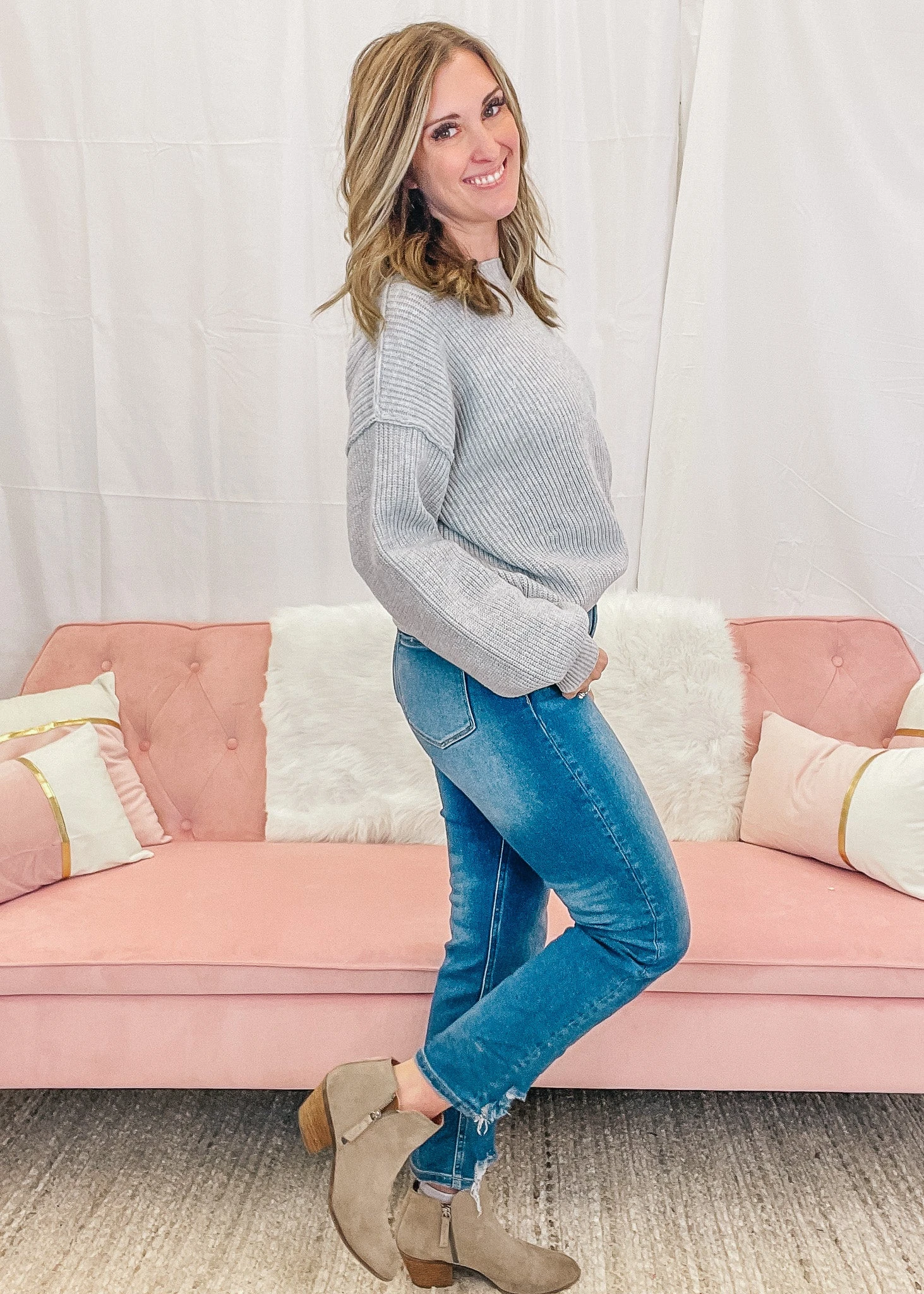 Gray Boatneck Sweater