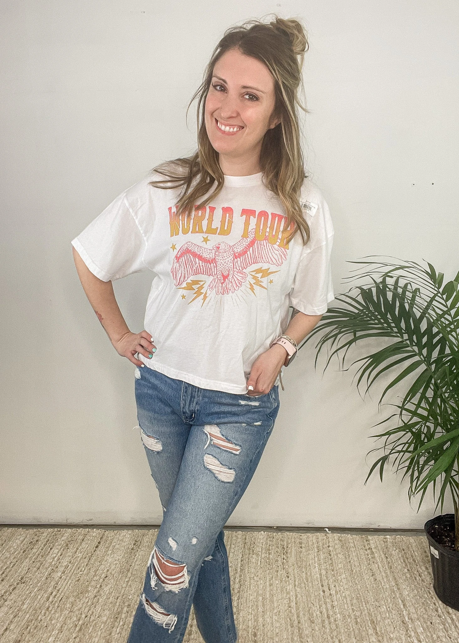 World Tour Graphic Crop Tee