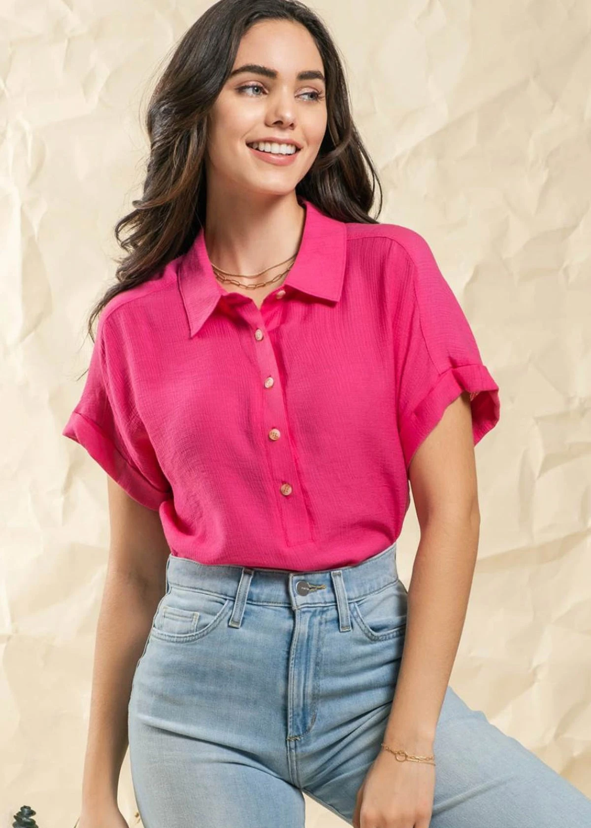 Fuschia Women's Collared Shirt