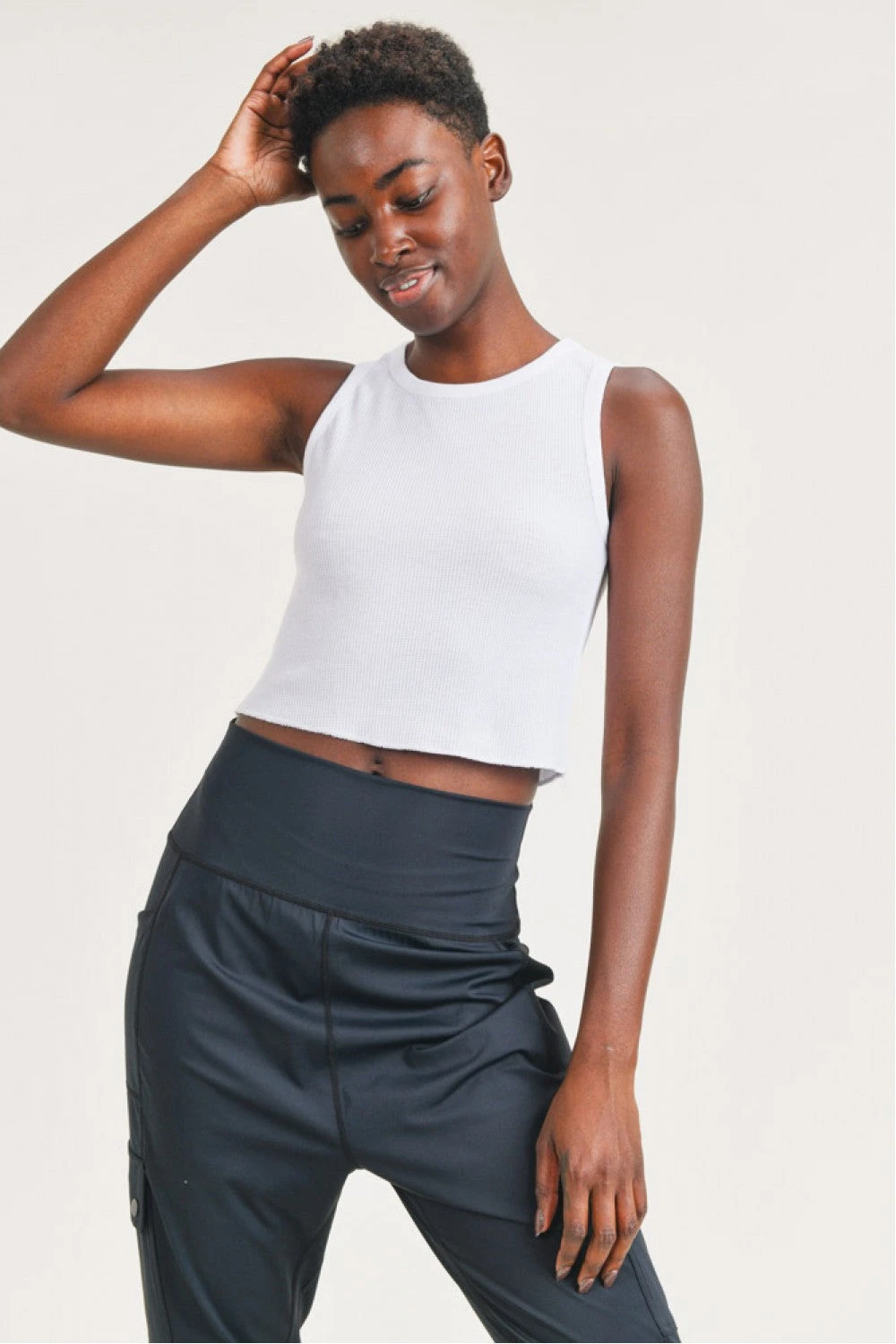 Don't Play Mineral Wash Cropped Tank- White