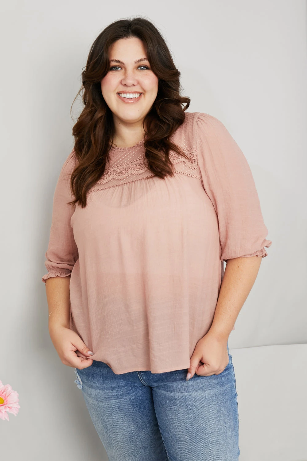Sugar & Spice Lace Puff Sleeve Blouse