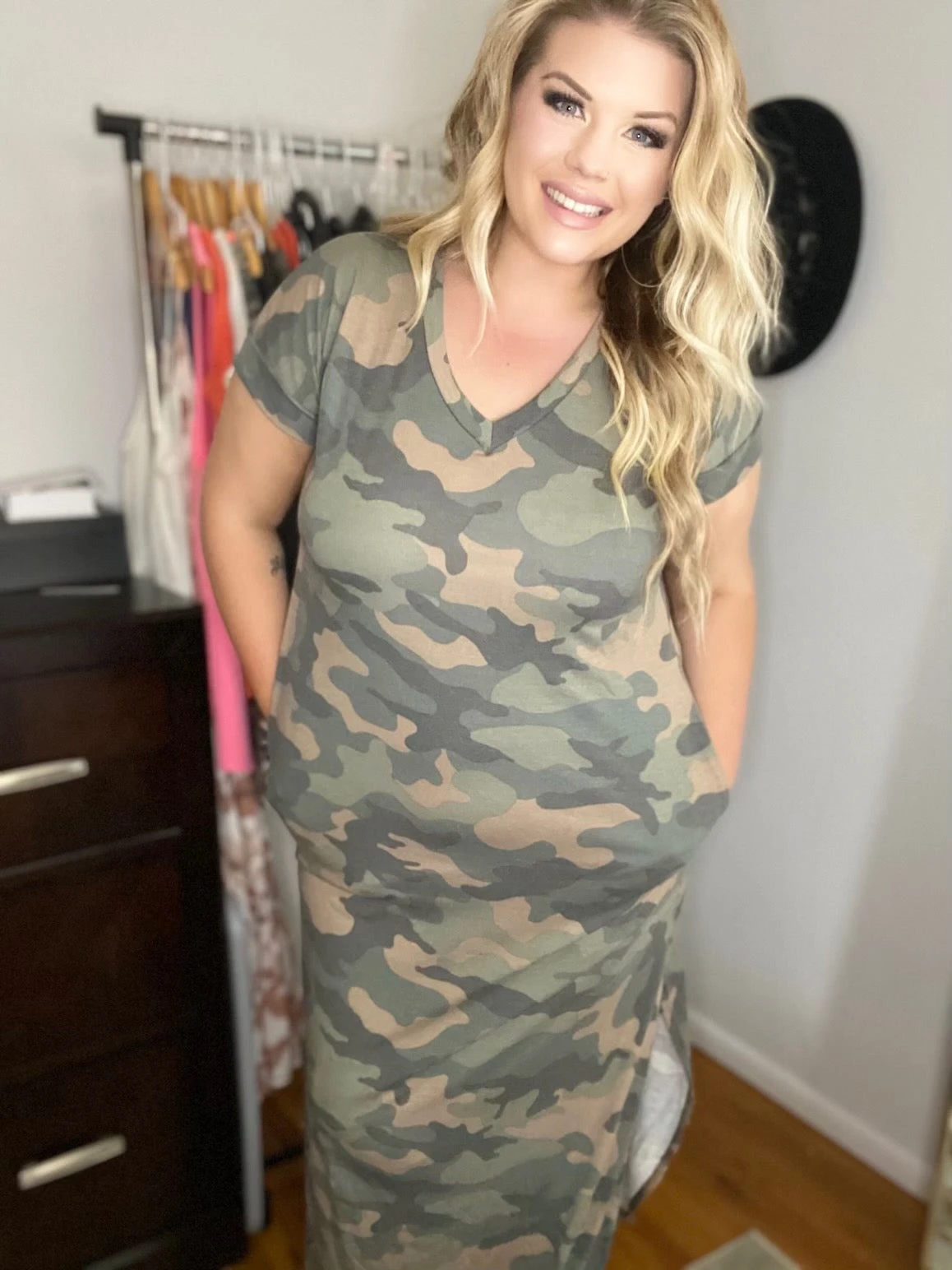 Plus Size Camo Maxi Dress